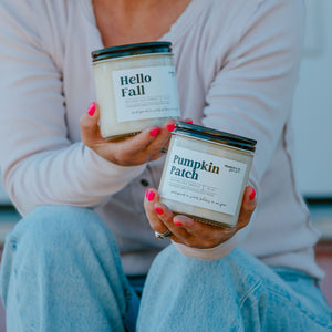 Hello Fall 16 oz soy candle, hand-poured at Franklin & Co. Flower Farm